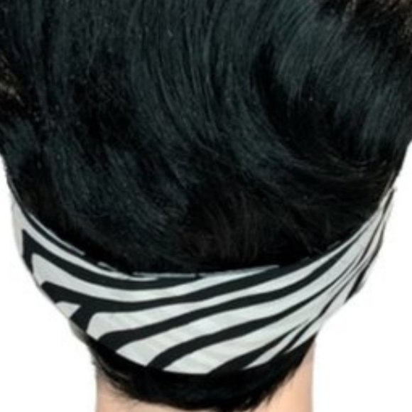 Zebra Striped Black and White Animal Print Bandana Tie Headband - Picture 12 of 13